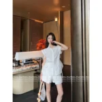 Louis Vuitton 🤍 2025SS Spring/Summer New Collection Printed Logo Polo with Asymmetric Drawstring Short Sleeve Top / Casual Skort / Long Sleeve Shirt for Women - Image 12