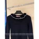 VALENTINO 🖤 2025SS Early Autumn New Collection Ruffled Bell Sleeve Pullover Sweater in 100% Imported Wool for Women - Image 9