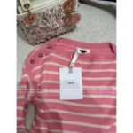 Dior 2025 Early Fall Collection 🎀 Pink Striped Wool Blend Sweater - Round Neck with Shoulder Stud Details - Image 14