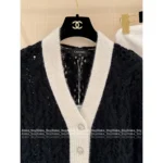 Chanel 🖤 2025B Early Autumn New Collection Black & White Colorblock Mohair/Wool-Silk V-Neck Knit Cardigan / Pullover Sweater for Women - Image 15
