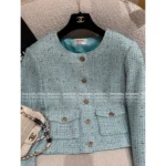 Chanel 25A Haute Atelier Collection 🩵 Blue Short-Length Notch Lapel Blazer w/ Pockets - Imported Tweed & Silk Lining - Image 3
