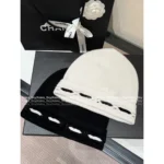 Chanel 2025B Fall/Winter Collection ❄️ Black & White Line Logo Beanie - 100% Imported Cashmere Knit - Image 12
