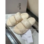 Chanel 2025SS Fall/Winter Collection 🐑 Embroidered Logo Sheepskin Slippers - Chunky Sole Slide-On Mules - Image 16