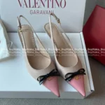 VALENTINO 2025P Spring/Summer Collection 🎀 Leather Bow Kitten Heels - Handcrafted 3D Bow Pointed-Toe Sandals - Image 14