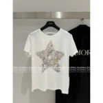 Dior 2025SS Spring/Summer Collection 🌈 Signature Print Linen-Cotton Tee - Hand-Painted Logo Short Sleeve Shirt - Image 11