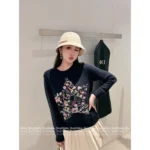 Dior 2025 Early Autumn Collection ⭐️ Colorful Yarn Jacquard Logo Sweater - Round Neck Star-Pattern Wool Knit Women's Pullover - Image 6
