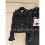Chanel 2025A Early Fall Runway Collection 🖤 Peplum Blouse Sleeve Jacket - Wool Tweed w/ Silk Lining & Petal Cuffs - Image 3