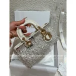 Dior 2025 Limited Edition D-Joy Bag 🤍 Horizontal Leather Tote w/ Embroidery & Crystal Pendant - Image 6