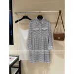 Celine 25SS Spring/Summer Collection 🆕 Print Logo Dress - Notch Collar 100% Mulberry Silk Dress (Lined) - Image 18