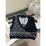 Louis Vuitton 25SS Spring/Summer Collection 🖤 Color-Block Silk Blend Tank - V-Neck Sleeveless Top w/ Embossed Jacquard Logo - Image 5