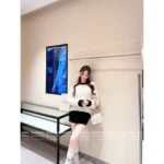 Chanel 2025B Early Fall Collection - Women's Black & White Contrast Mohair/Wool-Silk Blend V-Neck Knit Cardigan & Pullover - Image 3