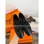 Hermes 2025SS Spring/Summer Collection 🔍 Khea Cut-Out Derby Shoes - Lace-Up Loafers w/ Imported Double-Layer Lambskin - Image 15