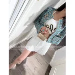 Chanel 25A Peacock Green Woven Tweed 🦚 Cropped Blazer w/ Pockets - Imported Bouclé Jacket (Women’s Luxe Atelier Collection) - Image 12