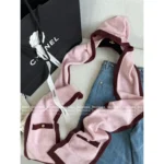 Chanel 25B Fall/Winter Collection 🎀 Women’s 100% Cashmere Hooded Scarf Wrap - Pink Luxury Knit Shawl - Image 4