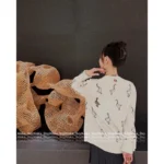 THOM BROWNE  2025 Early Fall Collection 🦢 Goose Jacquard Logo White V-Neck Cardigan - Women's Wool Blend Knit Cover-Up - Image 10