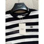 CELINE 25SS Spring/Summer Collection ☑️ Women's Classic Black & White Cotton Tee - Embroidered Letter Logo Short-Sleeve T-Shirt - Image 6