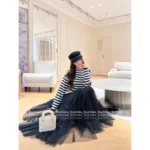 Dior 2025 Early Fall Collection ⚓️ Women's Navy-Stripe Wool Pullover - Anchor Button Detail & Color-Block Design - Image 4