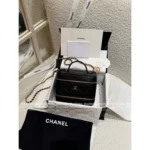 Chanel 2025B Runway Collection 🖤 Black/Gold "Makeup Box" Bag - Medal Logo w/ Detachable Chain ⛓️ (Pebbled Leather) - Image 12
