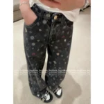 Chanel 2025B Early Fall Collection 🌈 Colorful Emblem Print Jeans - High-Waisted Wide-Leg w/ Enzyme Wash Denim - Image 10