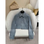 FENDI 2025 Early Fall Collection 🆕 Women's Structured Cropped Denim Jacket - Printed Logo Patch Pockets & Notch Collar - Image 11