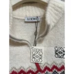 LOEWE 2025SS Fall/Winter Collection ♥️ Classic Embroidered Logo Wool Blend Sweater - Stand Collar Zip-Up w/ Colorblock Jacquard - Image 12