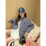 miumiu 2025SS Early Fall Collection 🆕 Classic Plaid Baseball Jacket - Notch Collar & Logo Appliqué w/ Contrast Sleeves - Image 20
