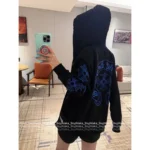 CHROME HEARTS 25SS Early Fall Collection 💙 Keep Edition Hoodie - Blue Print Sanskrit Logo Zip-Up
