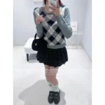 Prada 25SS Early Fall Collection 🧑‍🎓 British Academic Style Sweater - 100% Wool Round Neck Plaid Pullover - Image 5
