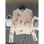 Chanel 🌷 2025SS Early Autumn New Collection Jacquard Tie-Dye Floral Embroidered Loho Wool Knit Cardigan for Women - Image 5