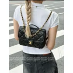Chanel 🎒 25A Haute Atelier Collection Litchi-Grain Leather Handle & Chain Backpack / Mini Backpack / Tote Bag — Durable & Sturdy