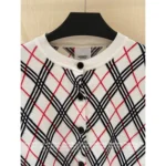 BURBERRY ♥️2025 Early Autumn New Collection Colorblock Plaid Cavalry Embroidered Logo Crewneck Knit Cardigan for Women - Image 11