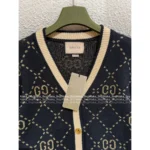 Gucci 2025SS Early Fall Collection ❕ Gold-Embroidered Cardigan - Color-Block V-Neck Knit Jacket - Image 5