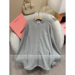 miumiu 🩶 2025SS Early Autumn New Collection Cotton Zip-Up Oversized Letter Logo Jacket Hoodie for Women - Image 13
