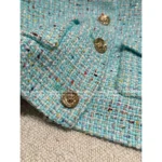 Chanel 25A Haute Atelier Collection 🩵 Blue Short-Length Notch Lapel Blazer w/ Pockets - Imported Tweed & Silk Lining - Image 11