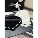 Chanel 2025B Fall/Winter Collection ❄️ Black & White Line Logo Beanie - 100% Imported Cashmere Knit - Image 11
