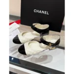 Chanel 25B Early Fall Collection 🔍 Timeless "Rich Girl" Mary Janes - Argyle Color-Block with Metal Logo - Image 9