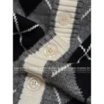 Gucci 2025SS Early Fall Collection 🩶 British Style Argyle Cardigan - Color-Block Knit Blazer with Logo Detail - Image 12