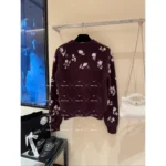 Chanel 2024N Coco Neige Ski Collection ❄️ Burgundy Jacquard Cashmere Sweater - Round Neck Pullover with Dust Bag - Image 2
