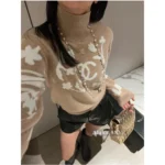 Chanel 2024N Coco Neige Ski Collection ❄️ Jacquard Logo Cashmere Sweater - High-Neck Knit with Dust Bag Packaging - Image 18