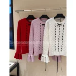 VALENTINO 2025SS Early Fall Collection 🎀 Bow Tie Ribbon Knit Sweater - 100% Wool Cable Knit Pullover with Lace Detailing - Image 15