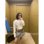 miumiu 2025SS Early Fall Collection 🤍 Short White Shirt - Notch Collar Logo Classic Style - Image 12