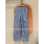 miumiu 2025SS Early Fall Collection 🩵 High-Waisted Stripe Pants - Slimming Vertical Stripe w/ Logo Pocket - Image 2