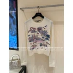 Dior 2025 Early Autumn Collection 💗 Heavy Embroidery Logo Sweater - Floral Jacquard Cashmere Blend Pullover - Image 2