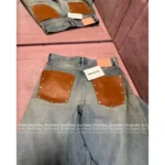 ACNE STUDIOS 2025 New Collection 🪐 Heavy Enzyme Wash Wide-Leg Jeans - Leather Patch Pocket Denim Pants - Image 14