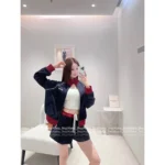 miumiu 25SS Early Fall Collection 🧑‍🎓 Preppy Color-Block Varsity Set - Baseball Jacket & Precision-Pleated Skirt - Image 10