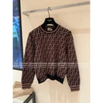 FENDI 2025 Early Fall Collection 🤎 Women's Jacquard Knit Pullover - Round Neck Long Sleeve Wool Sweater - Image 2
