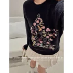 Dior 2025 Early Autumn Collection ⭐️ Colorful Yarn Jacquard Logo Sweater - Round Neck Star-Pattern Wool Knit Women's Pullover - Image 5