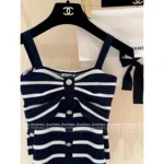 Chanel Vintage Retro Collection 🔍 Black & White Contrast Wool Knit - Strapless Square-Neck Tank Top - Image 7