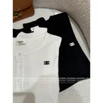 Celine 25SS Early Fall Collection 🔎 100% Comfort Cotton Tee - Embroidered Logo Round Neck Button-Detail Long Sleeve - Image 13