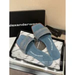 ALEXANDERWANG 2025SS Spring/Summer Collection 🎀 Crystal-Embellished Logo Slides - Leather-Sole Women's Sandals - Image 8